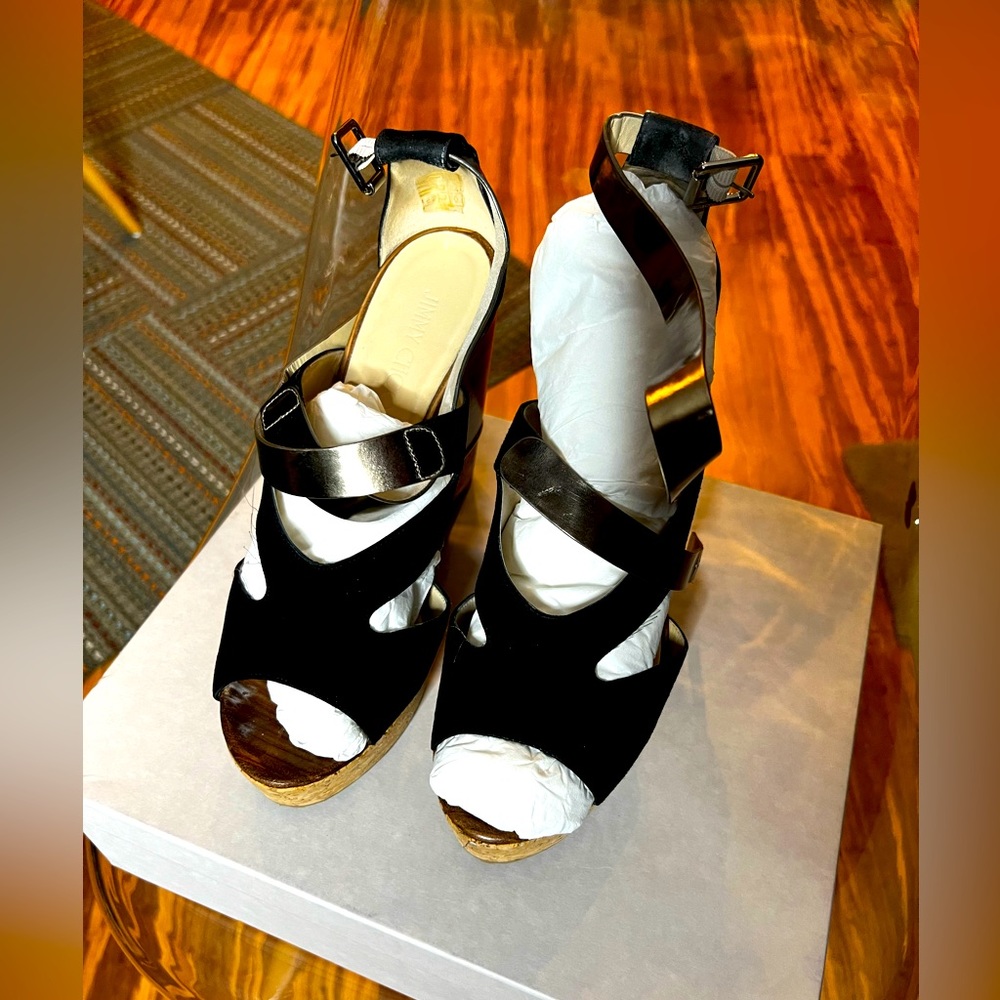 Jimmy Choo black and gold sandals